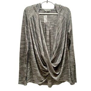 Maurices Draped‎ Front Long Sleeve Hooded Top Women's Plus Size 1 Black Gray NWT